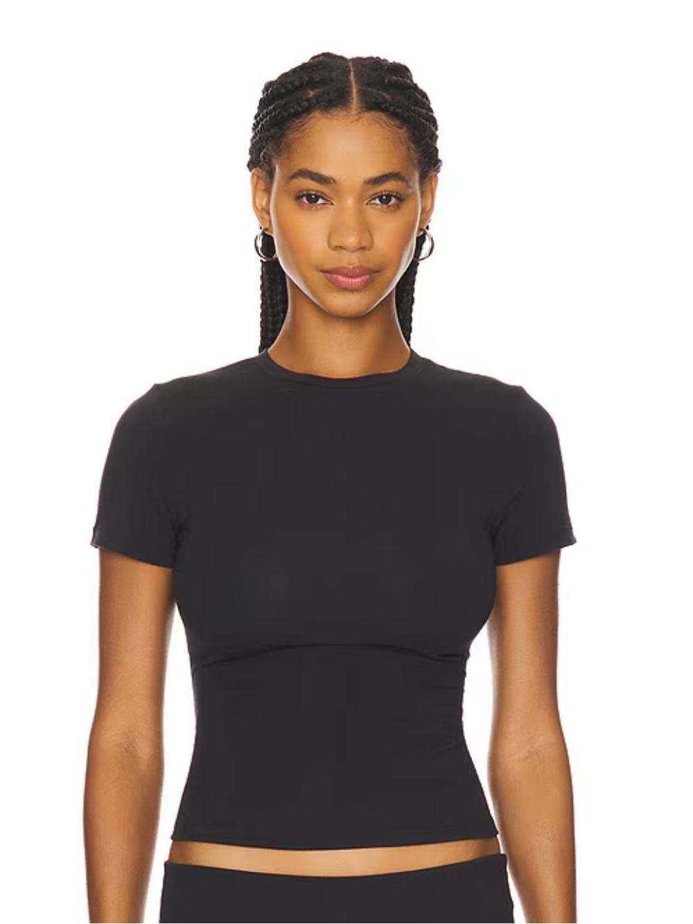 SKIMS Black Short-Sleeve Fitted Crop Top
